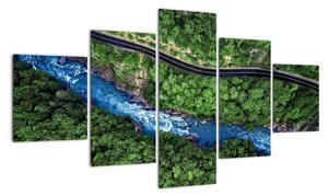 Obraz - Rzeka między górami, Kaukaz, Rosja (125x70 cm)