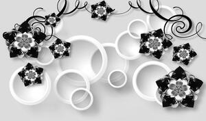 Tapeta abstrakcyjna biżuteria w czerni i bieli