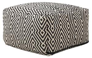Nowoczesny puf tkany czarno-biały bawełniany kwadratowy wzór geometryczny Mukki Beliani