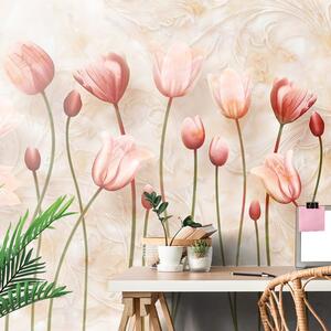 Tapeta stare różowe tulipany