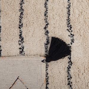 Dywan beżowo-czarny bawełniany 140 x 200 cm geometryczny wzór frędzle Malltepe Beliani