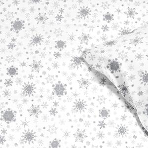 Goldea ekskluzywna pościel bawełniana - srebrne śnieżynki na białym 140 x 200 i 70 x 80 cm