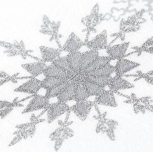 Goldea ekskluzywny bieżnik na stół bawełniany - srebrne śnieżynki na białym 35x140 cm