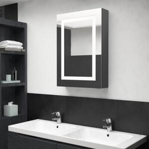 Szafka łazienkowa z lustrem i LED, szara, 50x13x70 cm