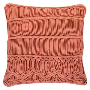 Kwadratowa poduszka dekoracyjna bawełniana pleciona 45x45 cm pomarańczowa Akkoy Beliani