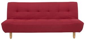 Nowoczesna sofa rozkładana tapicerowana dla 3 osób pikowana czerwona Alsten Beliani