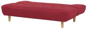 Nowoczesna sofa rozkładana tapicerowana dla 3 osób pikowana czerwona Alsten Beliani