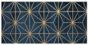 Nowoczesny dywan z wiskozy 80 x 150 cm złoty geometryczny wzór niebieski Sibel Beliani