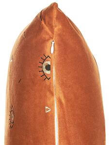 Zestaw 2 poduszek welurowych nadruk motyw oka 45 x 45 cm pomarańczowy Aeonium Beliani