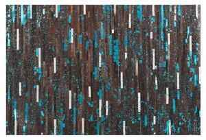 Dywan patchwork brązowo-niebieski prostokątny skóra bydlęca 140 x 200 cm Kisir Beliani