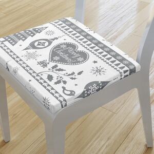 Goldea kwadratowa poduszka na krzesło 38x38 cm świąteczna - symbole świąteczne na białym 38 x 38 cm