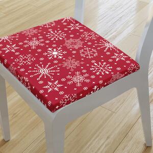 Goldea kwadratowa poduszka na krzesło 38x38 cm świąteczna - płatki śniegu na czerwonym 38 x 38 cm