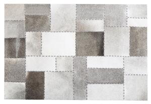 Dywan skórzany patchwork do sypialni salonu 140x200 cm brązowoszary Pervari Beliani