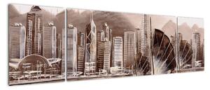 Obraz - Victoria Harbor, Hongkong, efekt sepii (170x50 cm)