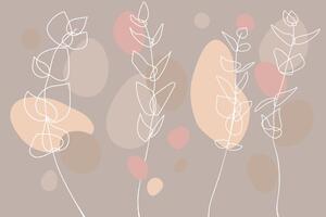 Samoprzylepna tapeta minimalistyczne rośliny w pięknych odcieniach