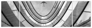 Obraz - Samolot nad budynkiem (170x50 cm)