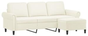 Sofa 3-osobowa, kremowa, 180 cm, tapicerowana aksamit