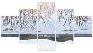 Obraz - Lis w zimowym krajobrazie (125x70 cm)
