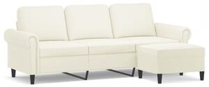 Sofa 3-osobowa, kremowa, 180 cm, tapicerowana aksamit