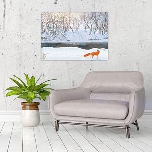 Obraz - Lis w zimowym krajobrazie (70x50 cm)
