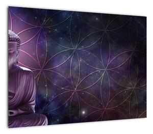 Obraz - Budda z kwiatami życia (70x50 cm)