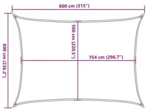 Żagiel przeciwsłoneczny, piaskowy, 8x6 m, 100% poliester
