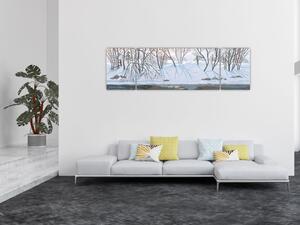 Obraz - Lis w zimowym krajobrazie (170x50 cm)
