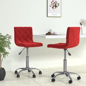 Obrotowe krzesła stołowe, 2 szt., winna czerwień, aksamitne