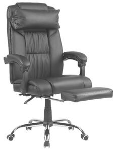 Klasyczne krzesło biurowe obrotowe regulowane podnóżek ekoskóra czarne Luxury Beliani