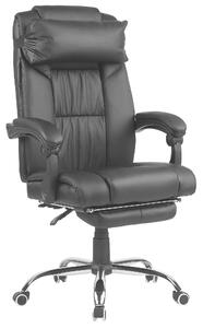 Klasyczne krzesło biurowe obrotowe regulowane podnóżek ekoskóra czarne Luxury Beliani