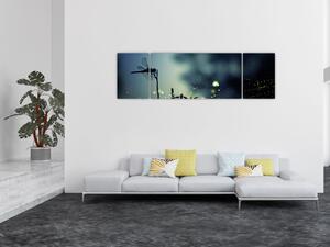 Obraz - Ważka w błyszczącej nocy (170x50 cm)