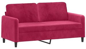 Sofa 2-osobowa, winna czerwieÅ, 140 cm, tapicerowana aksamitem