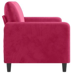 Sofa 2-osobowa, winna czerwieÅ, 140 cm, tapicerowana aksamitem