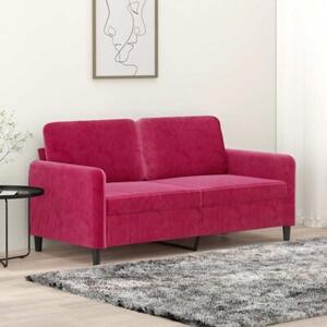 Sofa 2-osobowa, winna czerwieÅ, 140 cm, tapicerowana aksamitem