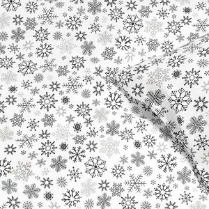 Goldea pościel bawełniana świąteczna - czarne płatki śniegu na białym 140 x 200 i 70 x 80 cm