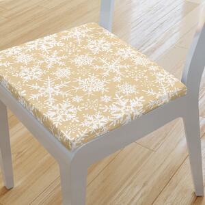 Goldea kwadratowa poduszka na krzesło 38x38 cm świąteczna - płatki śniegu na złotym 38 x 38 cm