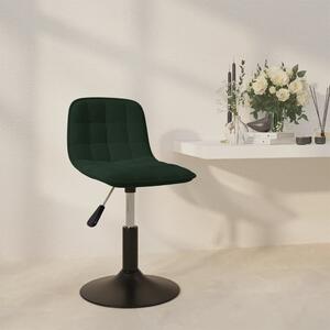 Obrotowe krzesło stołowe, ciemnozielone, obite aksamitem