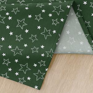 Goldea bieżnik na stół bawełniany świąteczny - białe gwiazdki na zielonym 35x140 cm