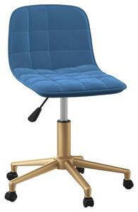 Obrotowe krzesło stołowe, niebieskie, obite aksamitem