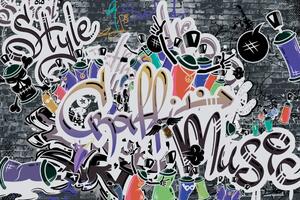 Tapeta modna fioletowa ściana graffiti