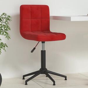 Obrotowe krzesło biurowe, winna czerwień tapicerowane aksamitem