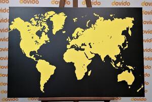 Obraz żółta mapa na czarnym tle