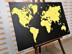 Obraz żółta mapa na czarnym tle