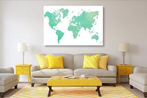 Obraz mapa świata w kolorze zielonym na korku