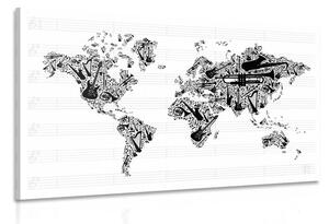 Obraz muzyczna mapa świata w odwrotnej kolejności