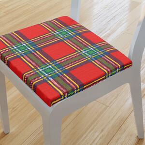 Goldea kwadratowa poduszka na krzesło 38x38 cm świąteczna - czerwona kratka 38 x 38 cm
