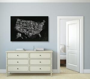 Obraz edukacyjna mapa USA z poszczególnymi stanami na korku