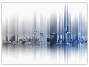 Obraz - Panorama miasta, niebiesko - szara (70x50 cm)