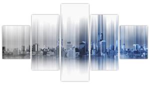 Obraz - Panorama miasta, niebiesko - szara (125x70 cm)