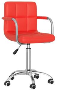 Obrotowe krzesło biurowe, czerwone, obite sztuczną skórą